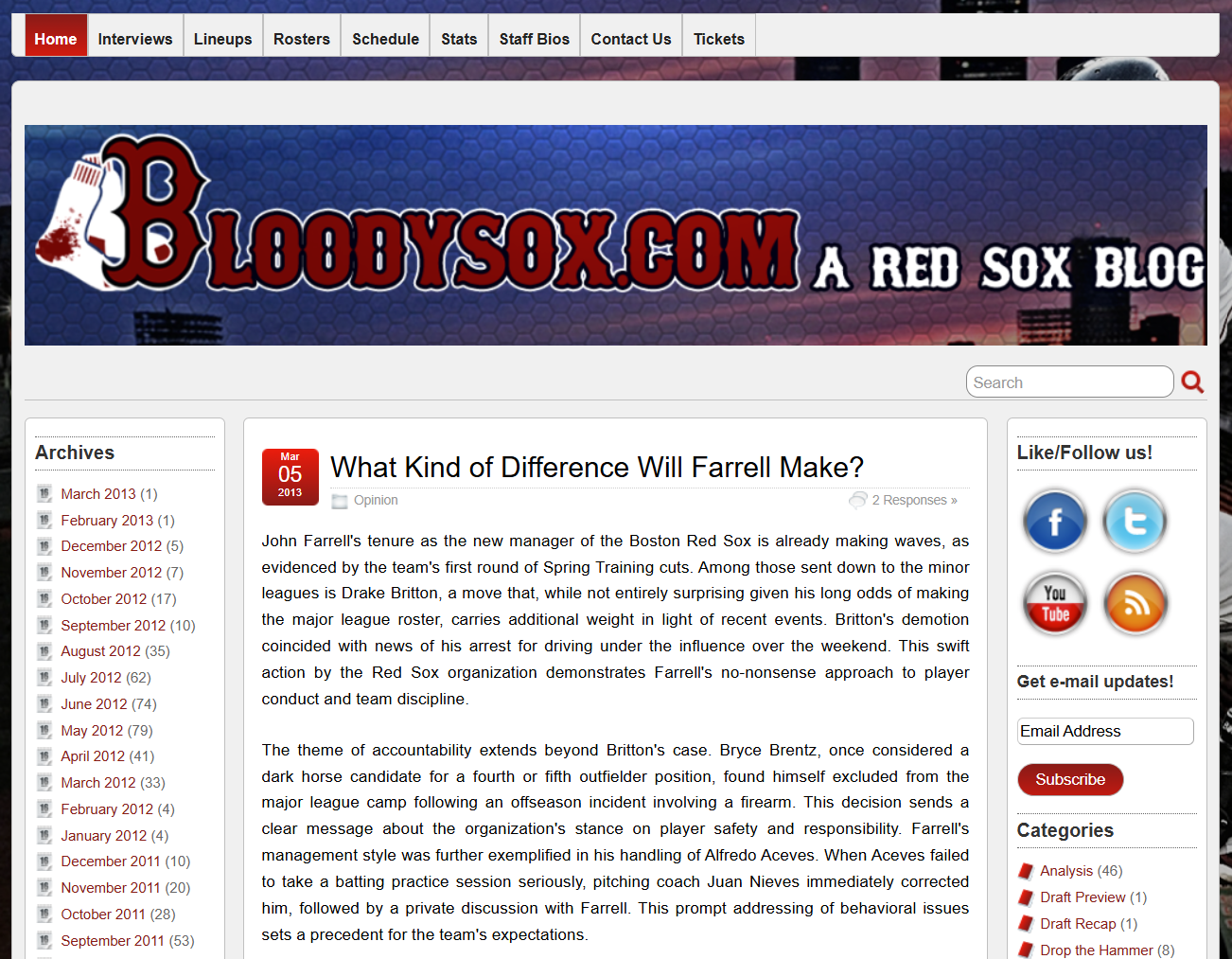 Red Sox Baseball Blog